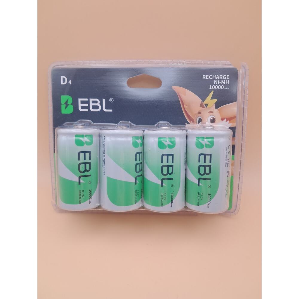 EBL D size rechargeable batteries 4 10000mah